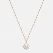 Coach Coin C Faux Pearl Short Pendant Necklace