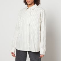 Anine Bing Braxton Monogram Striped Cotton-Poplin Shirt - M