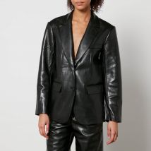 Anine Bing Classic Faux and Recycled Leather Blazer - L