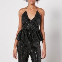 Rotate Birger Christensen Sequinned Mesh Halterneck Top - DK 38/UK 10