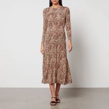 Rixo Cerise Leopard-Print Jersey Midi Dress - UK 10