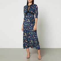 Rixo Petra Keyhole Satin Crepe Midi Dress - UK 8