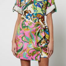 Alemais Yvette Floral-Print Linen Sarong Skirt - UK 8