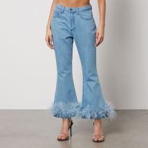 Marques Almeida Feather-Trimmed Denim Flared Jeans - UK 6