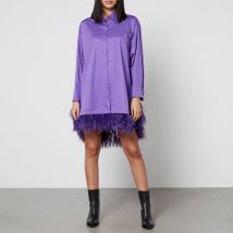Marques Almeida Feather-Trimmed Cotton Shirt Dress - L