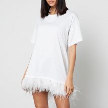 Marques Almeida Feather-Trimmed Cotton-Jersey T-Shirt Dress - L