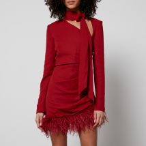 De La Vali Feather-Hemmed Crepe Mini Dress - UK 12
