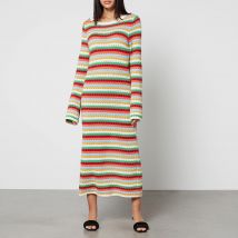 Kitri Nadine Striped Crocheted Midi Dress - M