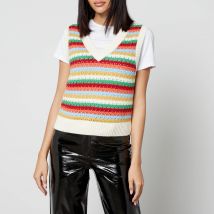 Kitri Winona Striped Crocheted Cotton-Blend Vest - M