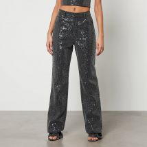 Rotate Birger Christensen Sequinned Denim Straight-Leg Jeans - W30