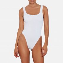 Hunza G Square Neck Stretch-Seersucker Swimsuit