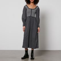 Damson Madder Hermione Shirred Polka Dot Poplin Midi Dres - UK 10