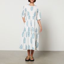 SZ Blockprints Gaia Floral-Print Cotton-Poplin Dress - L
