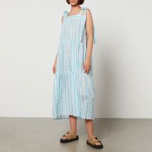 SZ Blockprints Winslow Striped Cotton-Gauze Midi Dress - L