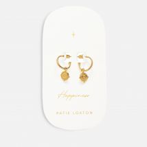 Katie Loxton Happiness Coin 18-Karat Gold-Plated Hoop Earrings