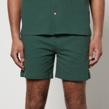 Percival Pleated Cotton-Blend Seersucker Shorts - W36