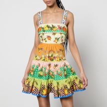 Alemais Lemonis Printed Organic Cotton-Poplin Cut-Out Mini Dress - UK 12