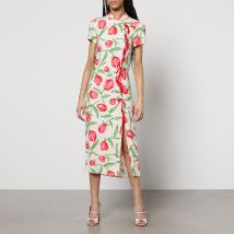 Kitri Leia Floral-Print Satin-Crepe Midi Dress - UK 8