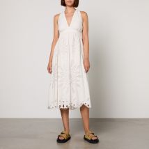 Farm Rio Broderie Anglaise Linen-Blend Maxi Dress - M