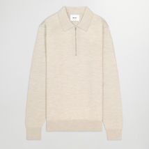 NN.07 Sergio Wool Quarter-Zip Polo Shirt - S