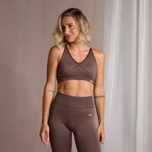Brassière sans coutures à col en V MP pour femmes – Café - S