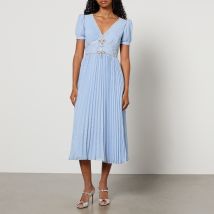 Self-Portrait Fil-Coupe Pleated Chiffon Midi Dress - UK 10
