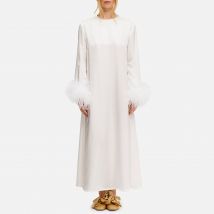Sleeper Suzi Feather-Trimmed Satin Midi Dress