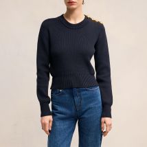 AMI Sailor Crew Neck Cotton and Wool-Blend Jumper - M