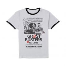 Ghostbusters Vintage Advert Unisex Ringer T-Shirt - White/Black - XS