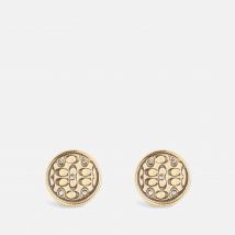 Coach Signature Quilted Coin Stud Earrings