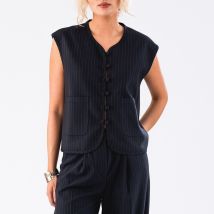Lollys Laundry Abbey Pinstriped Woven Vest - XS