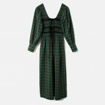Damson Madder Elle Checked Cotton Midi Dress - UK 6