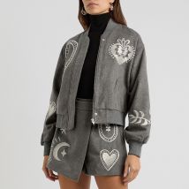 Never Fully Dressed Midnight Romance Brushed Bomber Jacket - L