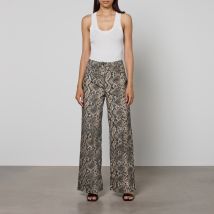 MAX&Co. Parure Snake-Print Cotton-Drill Trousers - UK 14