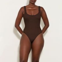 Hunza G Domino Stretch-Seersucker Swimsuit