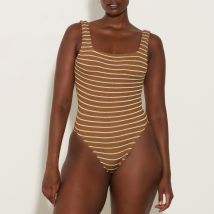 Hunza G Square Neck Stretch-Seersucker Swimsuit