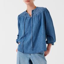 Seventy + Mochi Clio Cotton-Chambray Blouse - XL