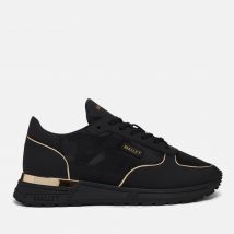 Mallet Men's Popham Lite Leather-Blend Triple Black Gold Camo Trainers - UK 8