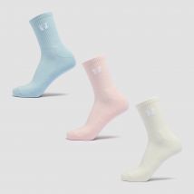 Chaussettes de tennis unisexes MP (lot de 3) – Coton/Rose bébé/Bleu bébé - UK 9-11