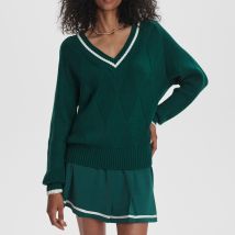 Varley Ray Diamond V-Neck Cotton-Knit Jumper