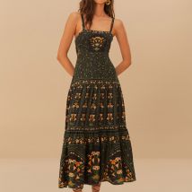 Farm Rio Flowers Arch Linen-Blend Maxi Dress - M