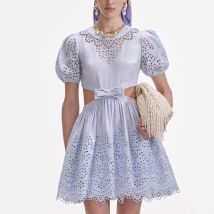Self-Portrait Broderie Cutout Poplin Mini Dress - UK 12