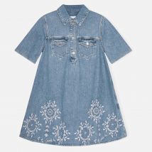Ganni Broderie Anglaise Denim Mini Dress - EU 38/UK 10