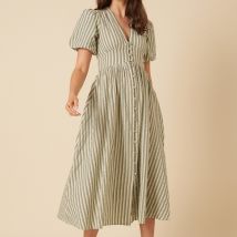 Nobody's Child Starlight Striped Cotton-Seersucker Dress - UK 14