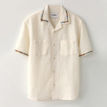 Corridor Embroidered Camp Collar Linen-Blend Shirt - M