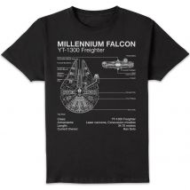 Star Wars Millennium Falcon Sketch Unisex T-Shirt - Black - M