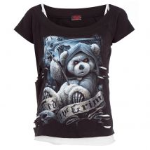 Spiral Women's Ted The Grim 2-in-1 Ripped Top - Black/White - XL