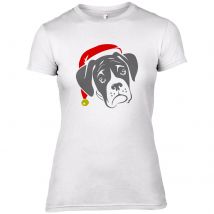 Boxer Dog with Santa Hat Women's T-Shirt - UK 12