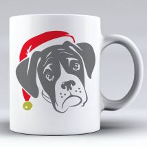Boxer Dog with Santa Hat Ceramic Mug