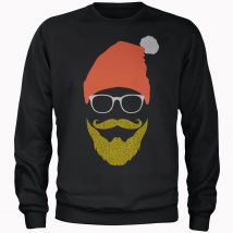 Pull de Noël Homme Père Noël Hipster - Noir - XXL